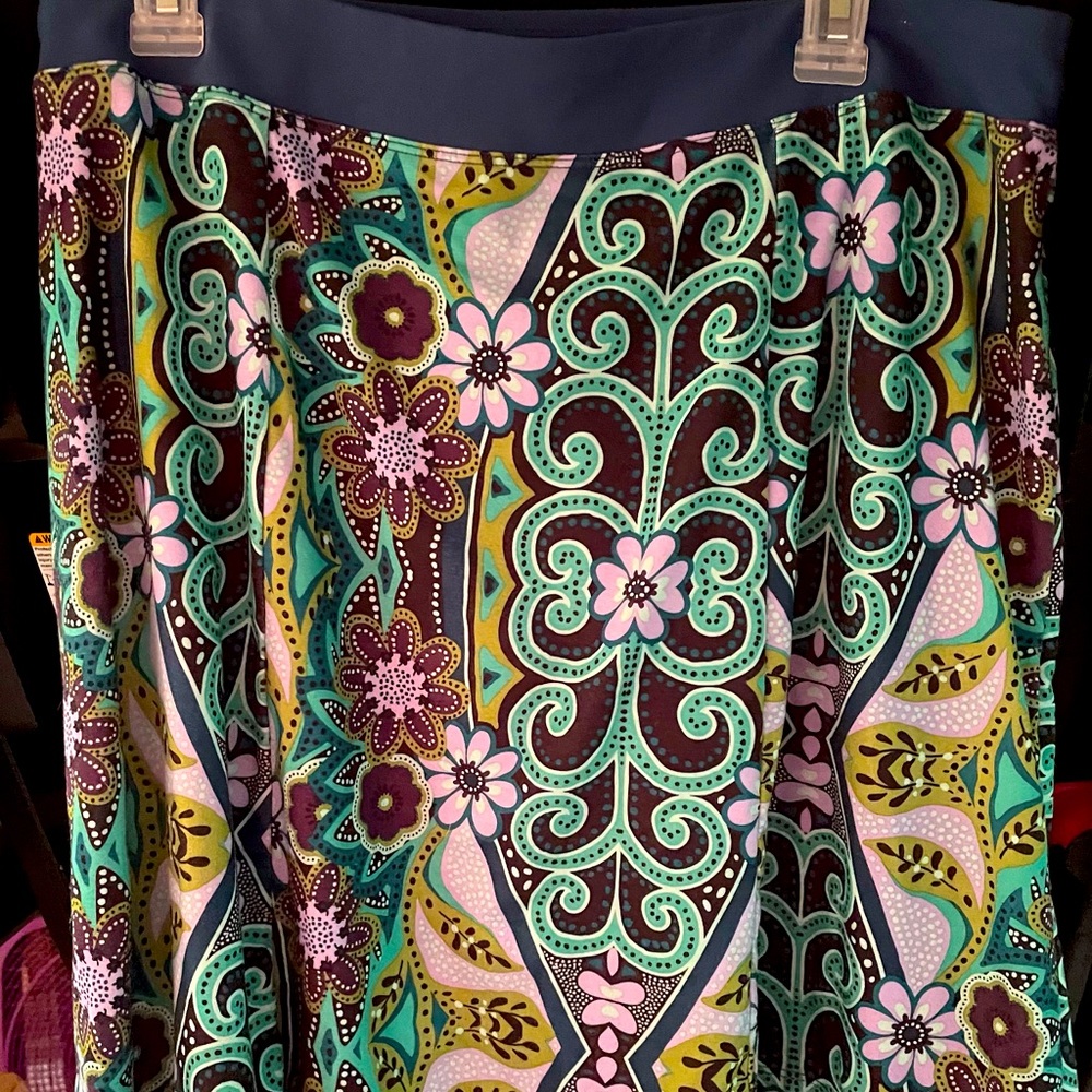 Prana Floral Paisley Print Elastic Waist Skirt